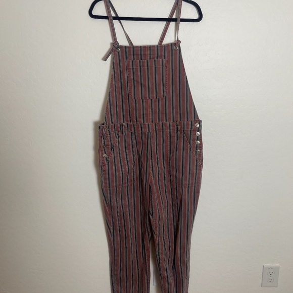 ⭐️ AE High-Waisted Tomgirl Denim Overall Striped Hipster Hippie Artsy Jumpsuit - Picture 2 of 7